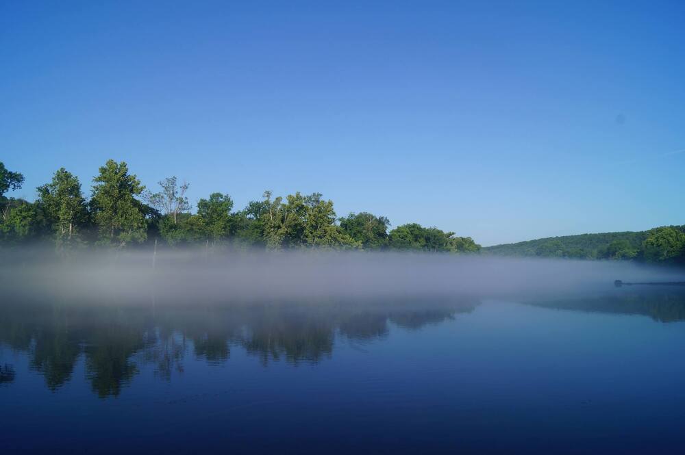 fog floating above the river