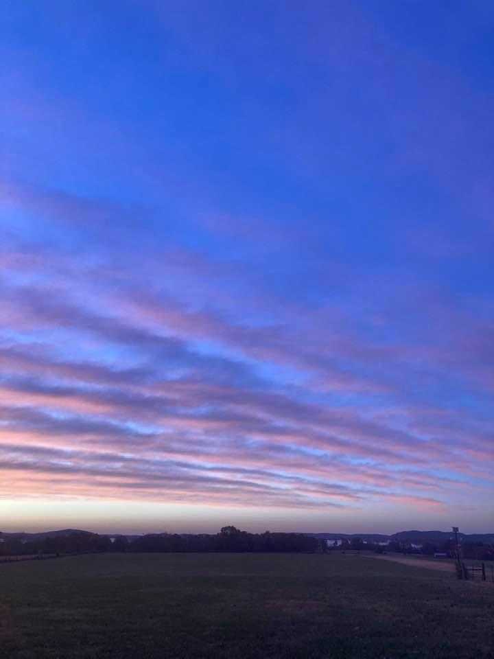 A blue sky in the evening.