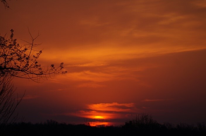 A glowing sunset among the clouds.