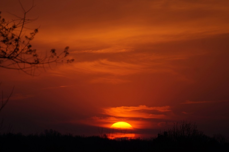 Ozark sunset with red sky